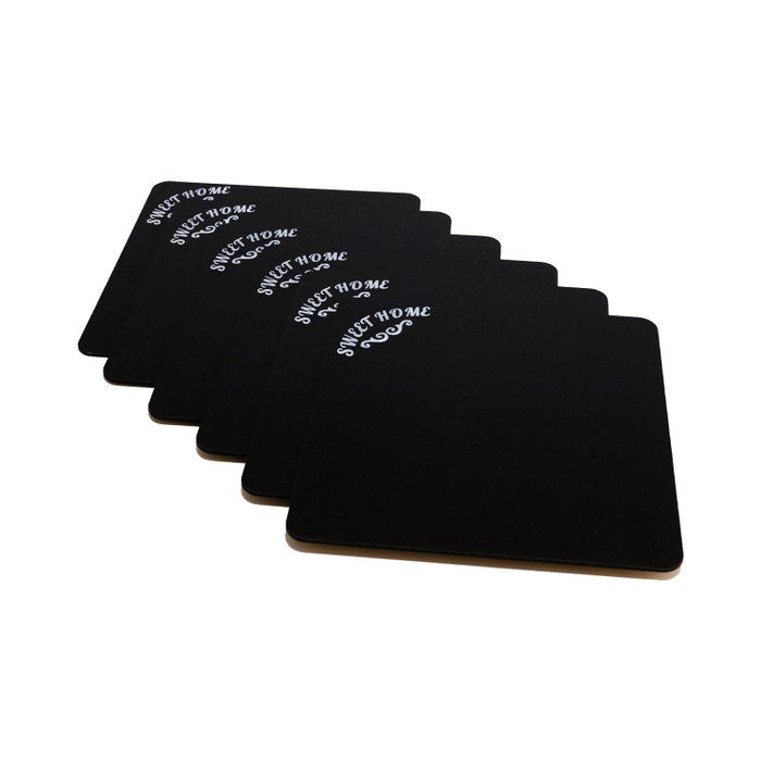 Hermia Juego de 6 Salvamanteles de Madera y MDF Negro Hermia Juego de 6 Salvamanteles de Madera y MDF Negro